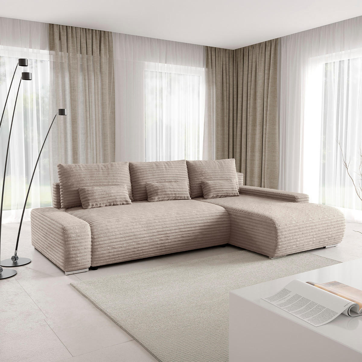 ECKSOFA Ivana 3 Sitzplätze Taupe - Taupe, Holz (265/172cm) - Petits-meubles