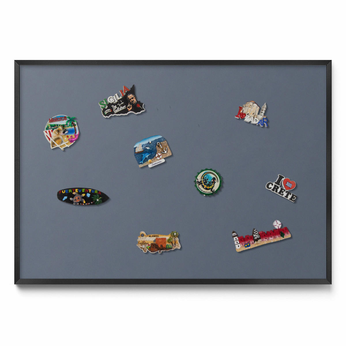 MAGNETTAFEL 100x70 cm Schwarzer Rahmen Kühles Grau - Pinienfarben, Metall (100/70/0.4cm) - TULUP