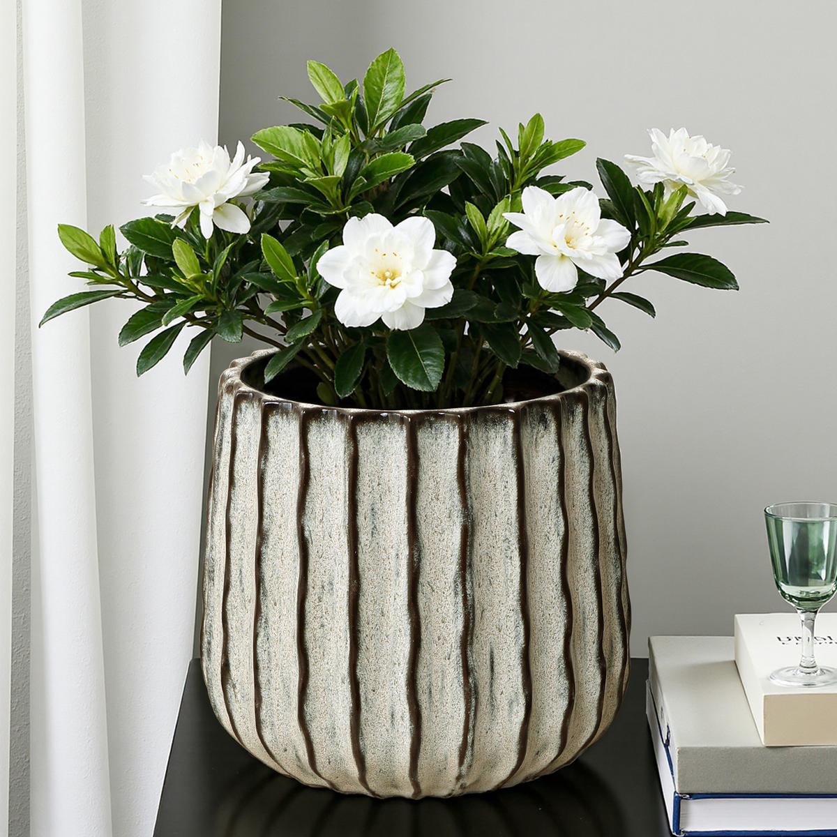 KERAMIK-BLUMENTOPF salbeigrün, Ø 23 × H 21 cm - Salbeigrün, Keramik (22cm)