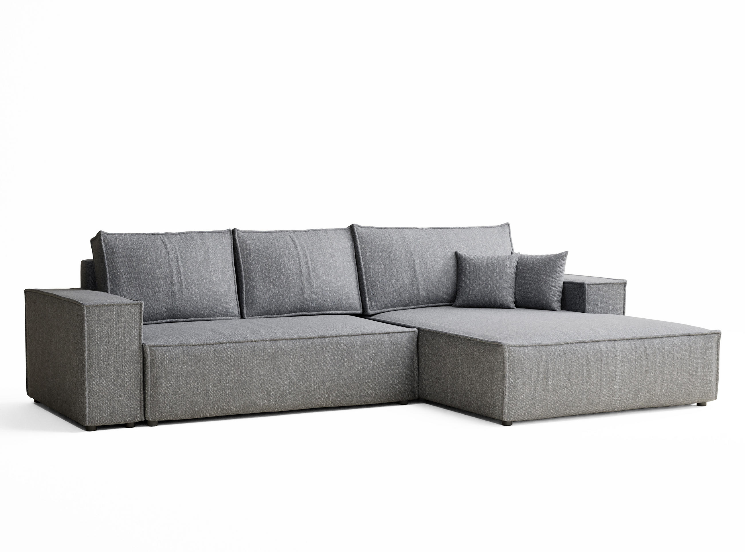 ECKSOFA MIT SCHLAFFUNKTION Maze Grau Webstoff - Schwarz/Grau, Holz/Holzwerkstoff (294/185cm) - Maison de Reve