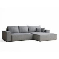 ECKSOFA MIT SCHLAFFUNKTION Maze Grau Webstoff - Schwarz/Grau, Holz/Holzwerkstoff (294/185cm) - Maison de Reve