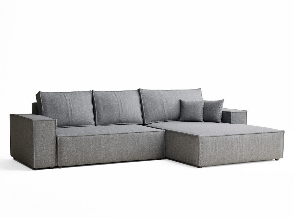 ECKSOFA MIT SCHLAFFUNKTION Maze Grau Webstoff - Schwarz/Grau, Holz/Holzwerkstoff (294/185cm) - Maison de Reve