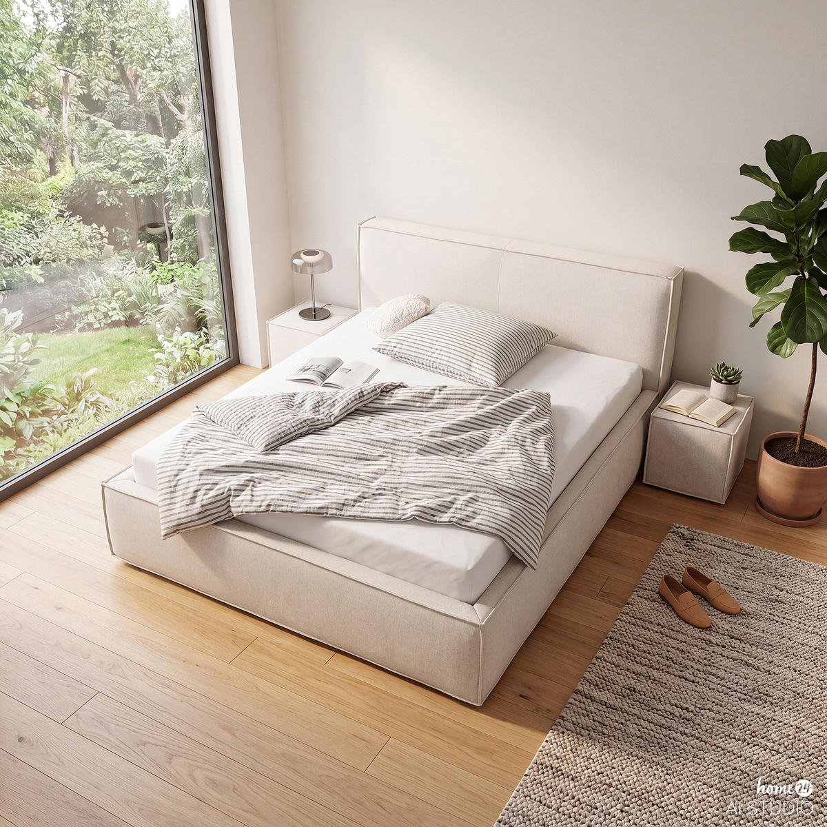 POLSTERBETT - Weiß, Textil (180/200cm) - home24
