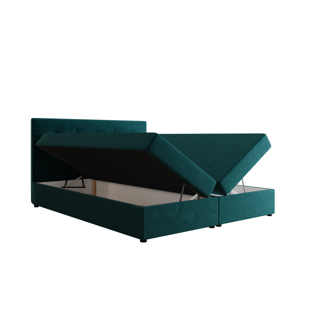 Thumbnail - Bedante Boxbett, Türkis, Textil, Höhe ca. 19 cm, 140x200 cm, Oeko-Tex® Standard 100, Schlafzimmer, Betten, Boxspringbett...
