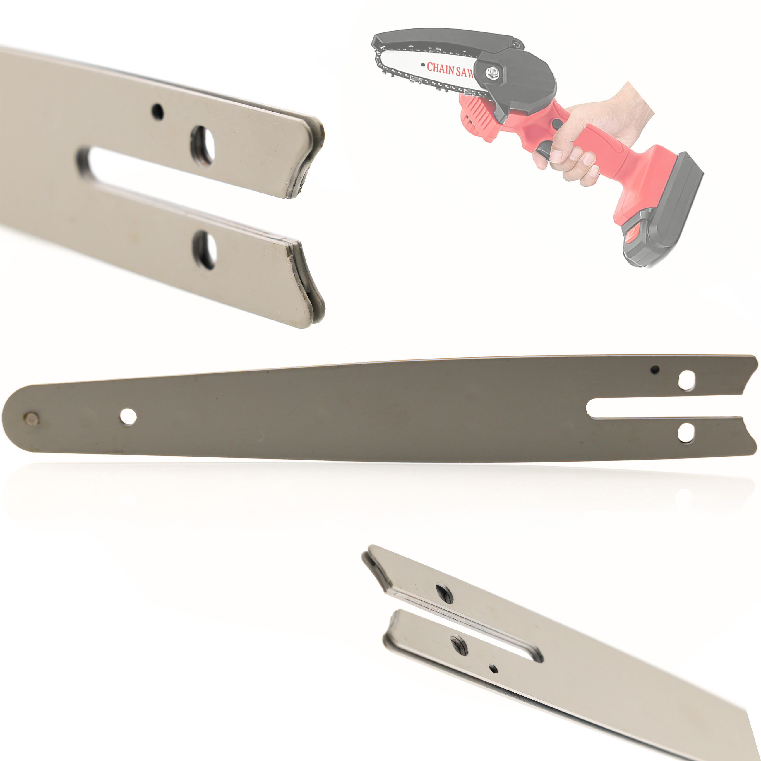 FÜHRUNGSSCHIENE Universal - 35,5 cm, 12 Zoll, Teilung 3/8 Zoll, Nutbreite 1,3 mm, gehärteter Stahl, verschleißfeste Beschichtung - Multicolor, Kunststoff/Metall (10/10/10cm)