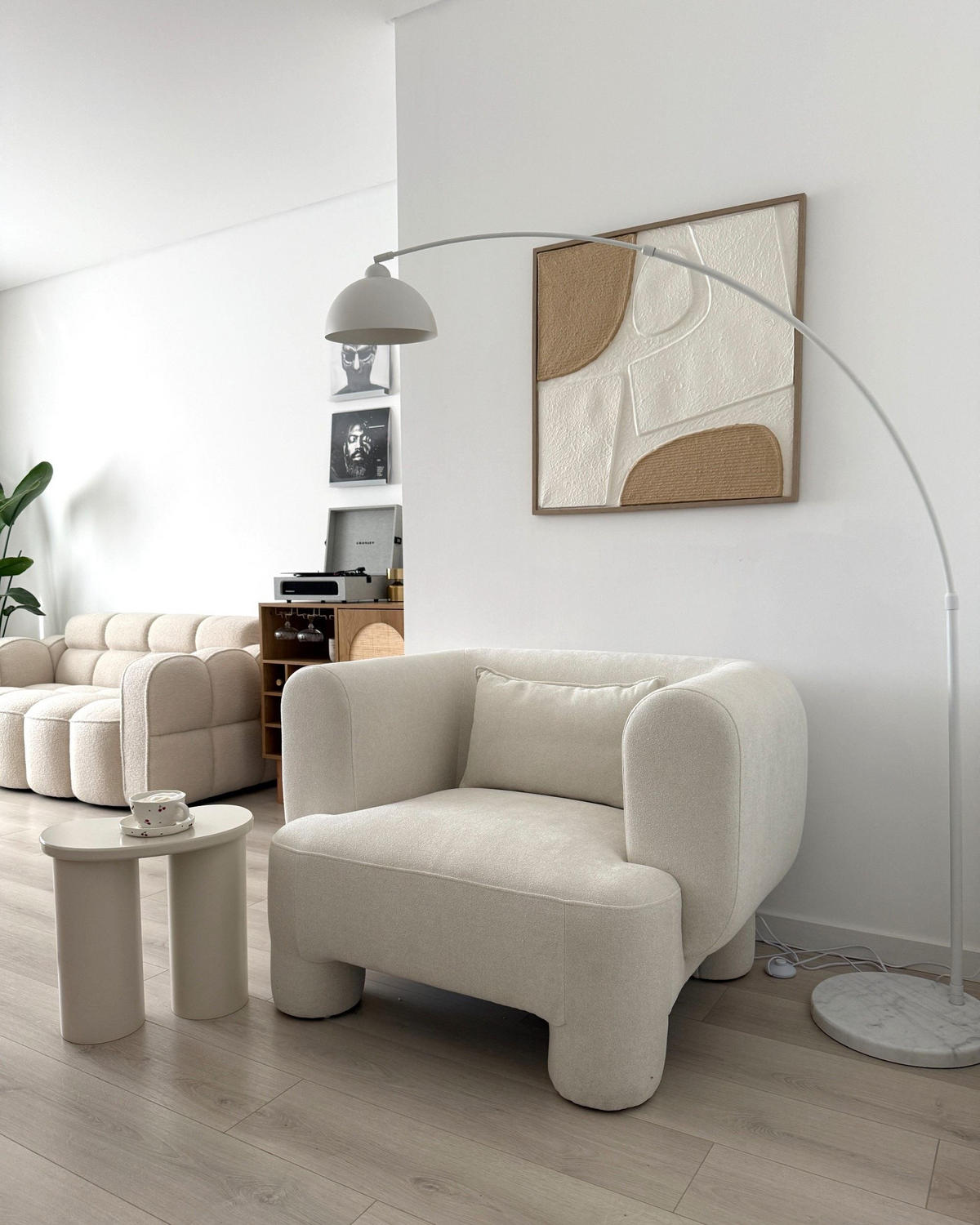 SESSEL Stoff Weiß Hogbo - Weiß, Textil (110/73/93cm) - Beliani