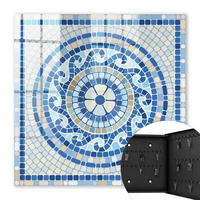 SCHLÜSSELBOX Schwarz 30x30 cm- Türöffnung nach rechts - geometrisches Mosaik - Blau, Metall (30/30/5cm) - TULUP