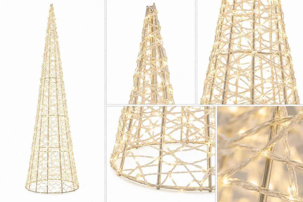 DEKOWEIHNACHTSBAUM Natal Taupe/Goldfarben - Transparent, Metall (80cm)