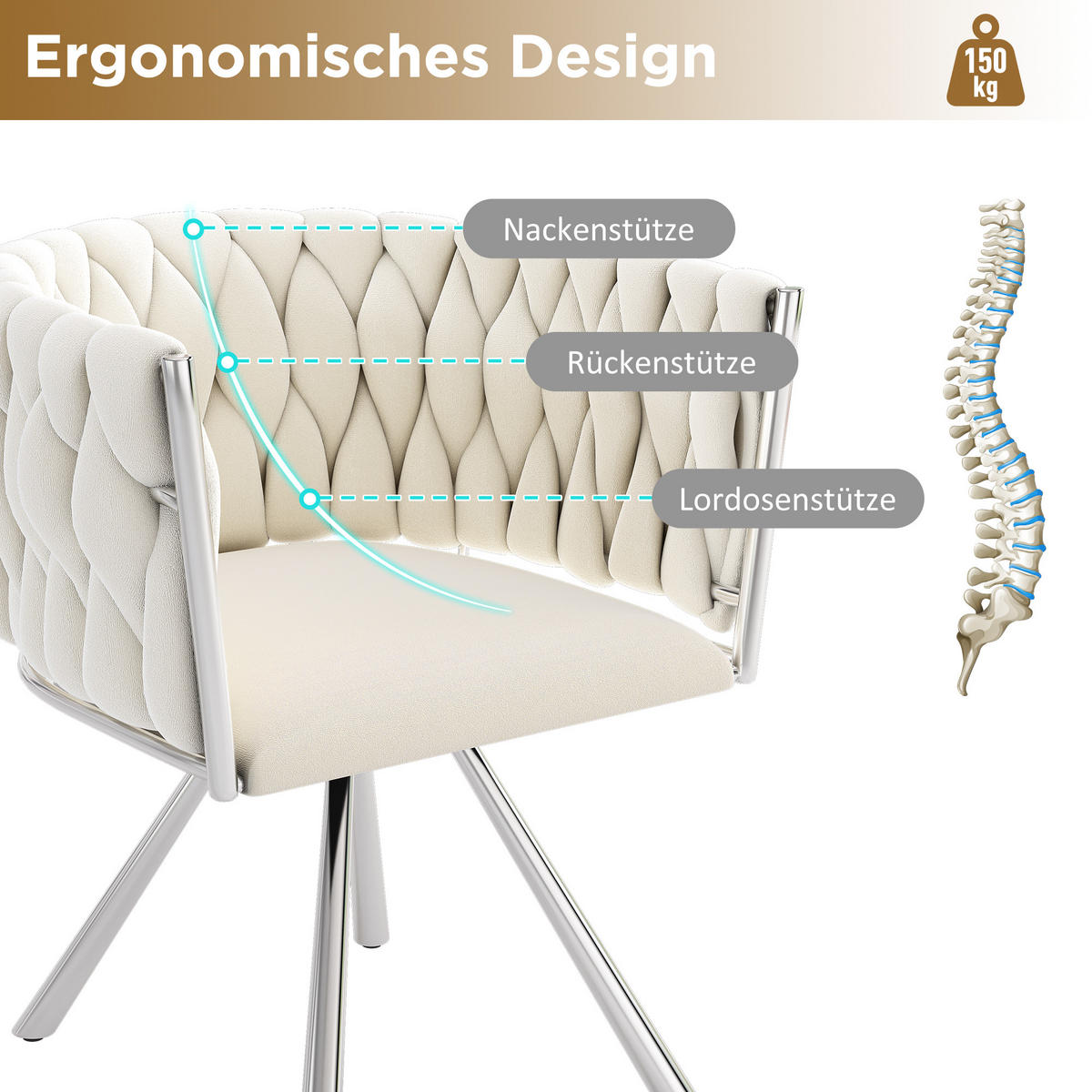 ESSZIMMERSTUHL 2er Set Samt Drehstuhl Beige Silber Metall - Multicolor, Textil (53/72/60cm) - FLIEKS