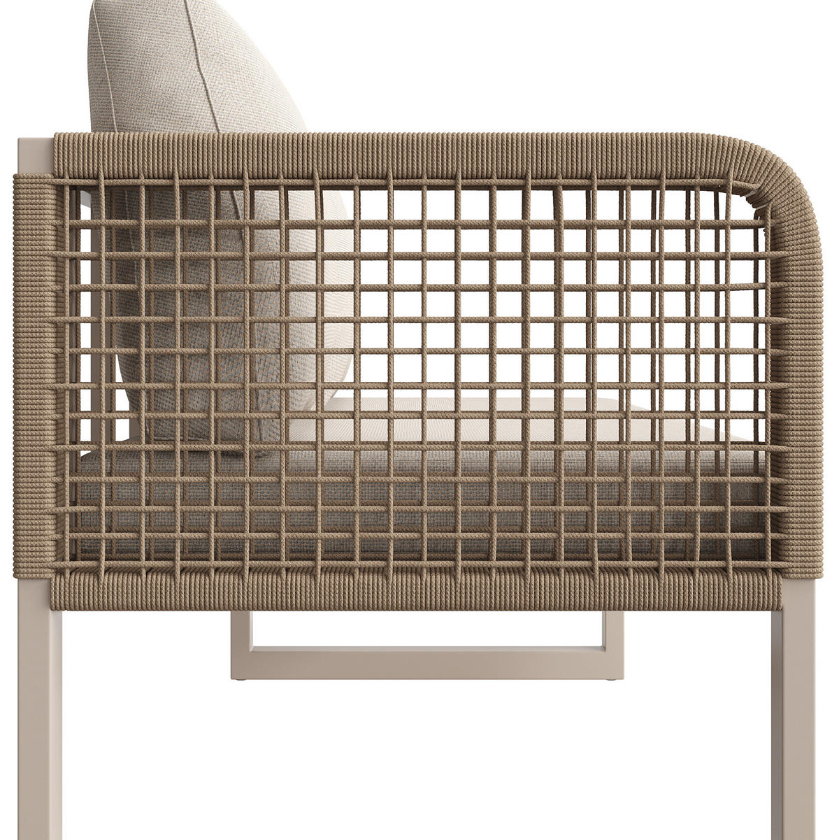LOUNGEGARNITUR aus Rattan & Metall 121.5x61x77 cm Beige mit modularer Loungegruppe - Beige, Metall - Modfu
