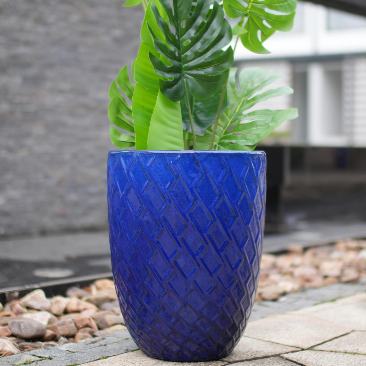 KERAMIKBLUMENTOPF, groß, 42×54cm, rautenförmig, königsblau - Blau, Keramik (42/54/42cm) - Vallsero