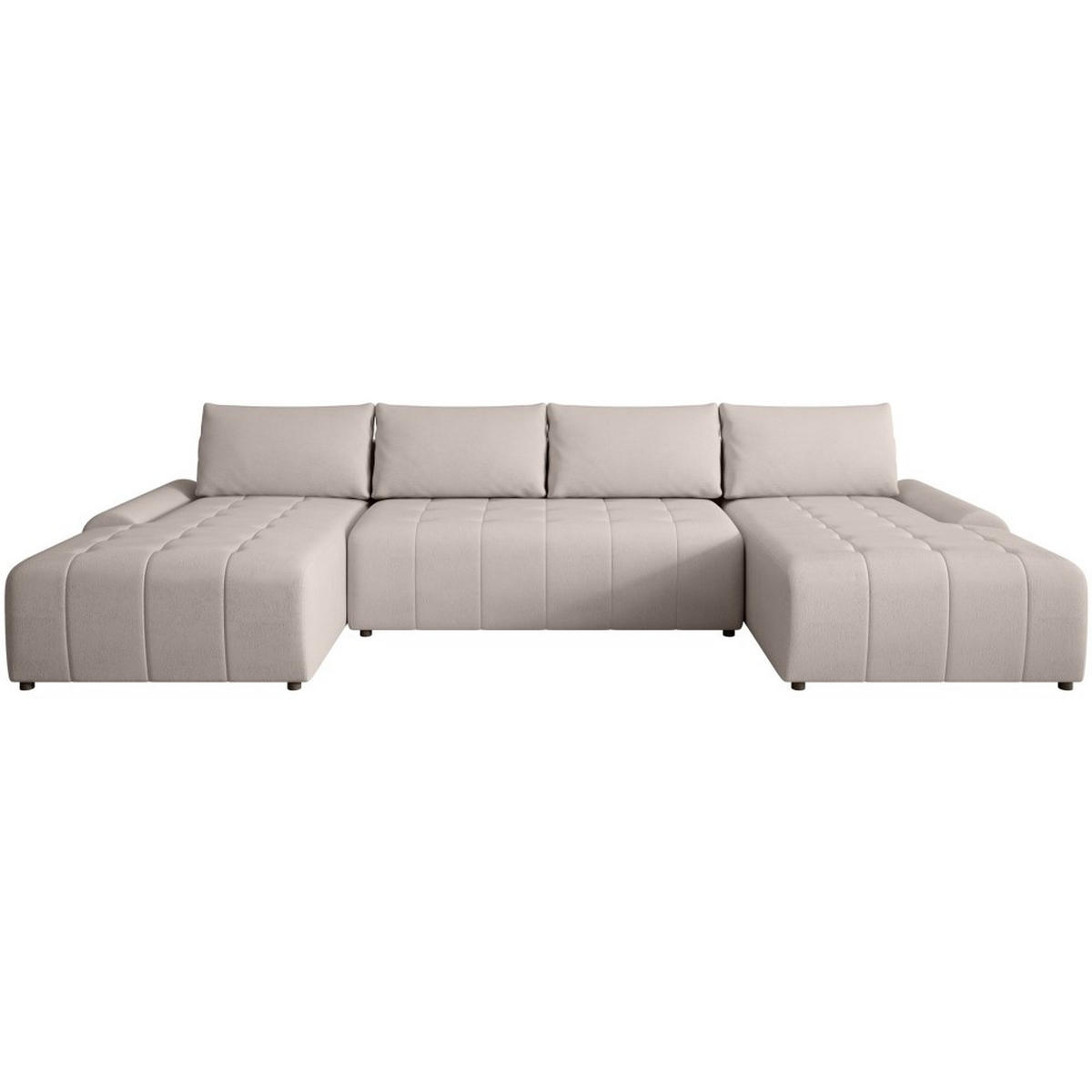 WOHNLANDSCHAFT Costa U Cappuccino, Velours - Schwarz/Cappuccino, Kunststoff/Textil (367/80/169cm) - Beautysofa