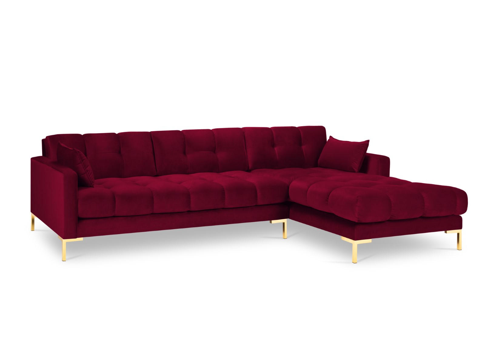 ECKSOFA rechts Mamaia aus Samt rot 5 Sitzplätze - Rot, Textil (185/293cm) - Micadoni