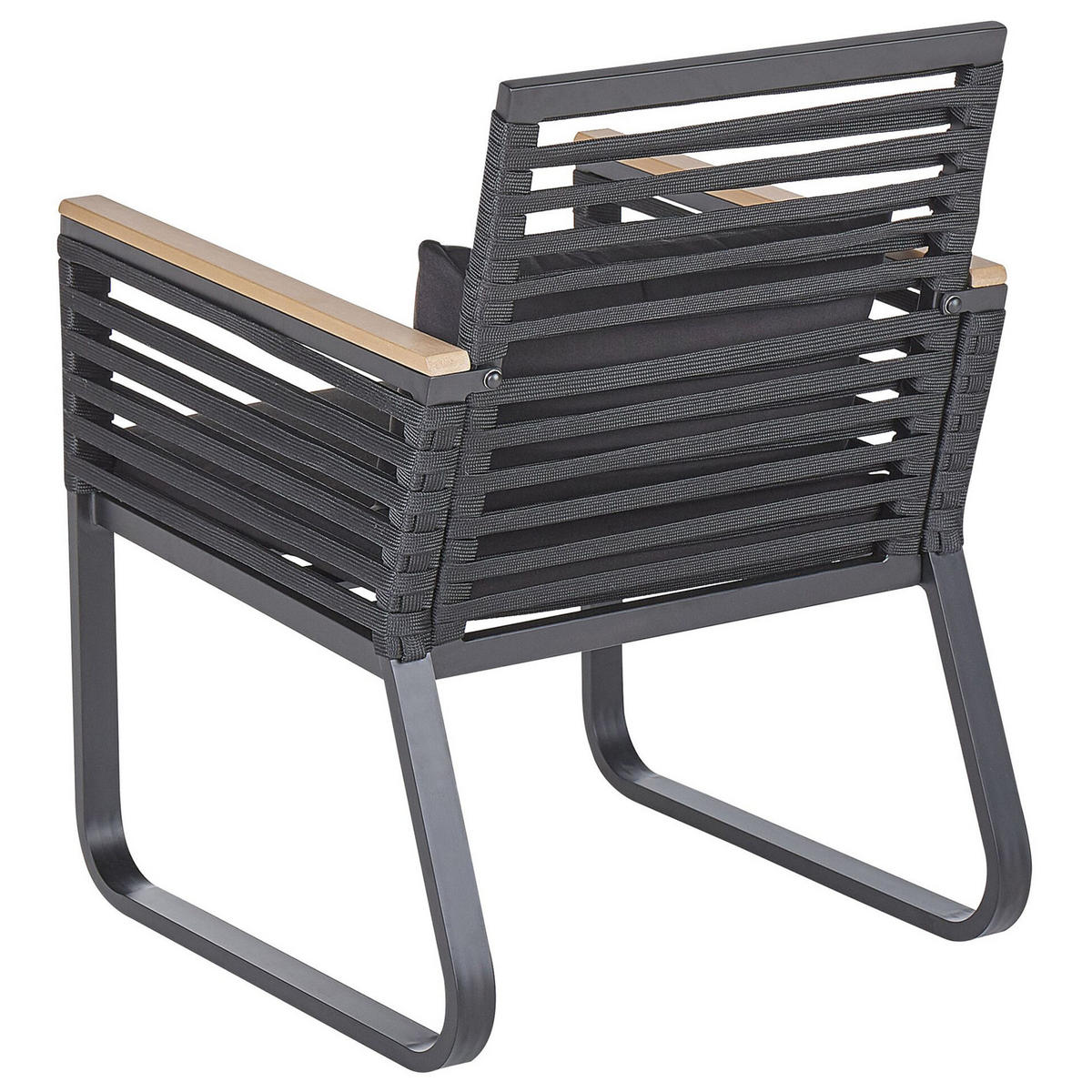 GARTENMÖBEL SET 4-Sitzer Aluminium/Flechtseil schwarz Canetto - Hellbraun/Schwarz, Metall - Beliani