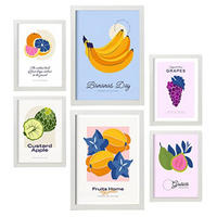 POSTER Set Mit 6 Lebensmittel Und Ernährungs Tropisch Und Fruchtig Natur Und Ernährungs Für Innenarchitektur A3 & A4 Weißer Rahmen - Weiß, Papier (29/3cm) - Nacnic