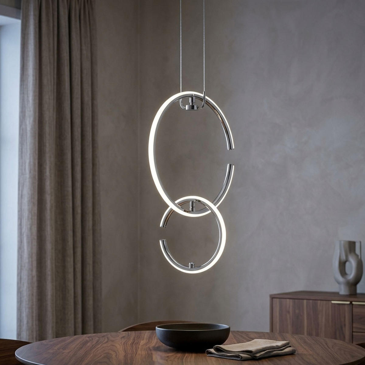 LED HÄNGELEUCHTE Ringe Silber Chrom - Silberfarben, Metall (35/21/230cm) - Wofi