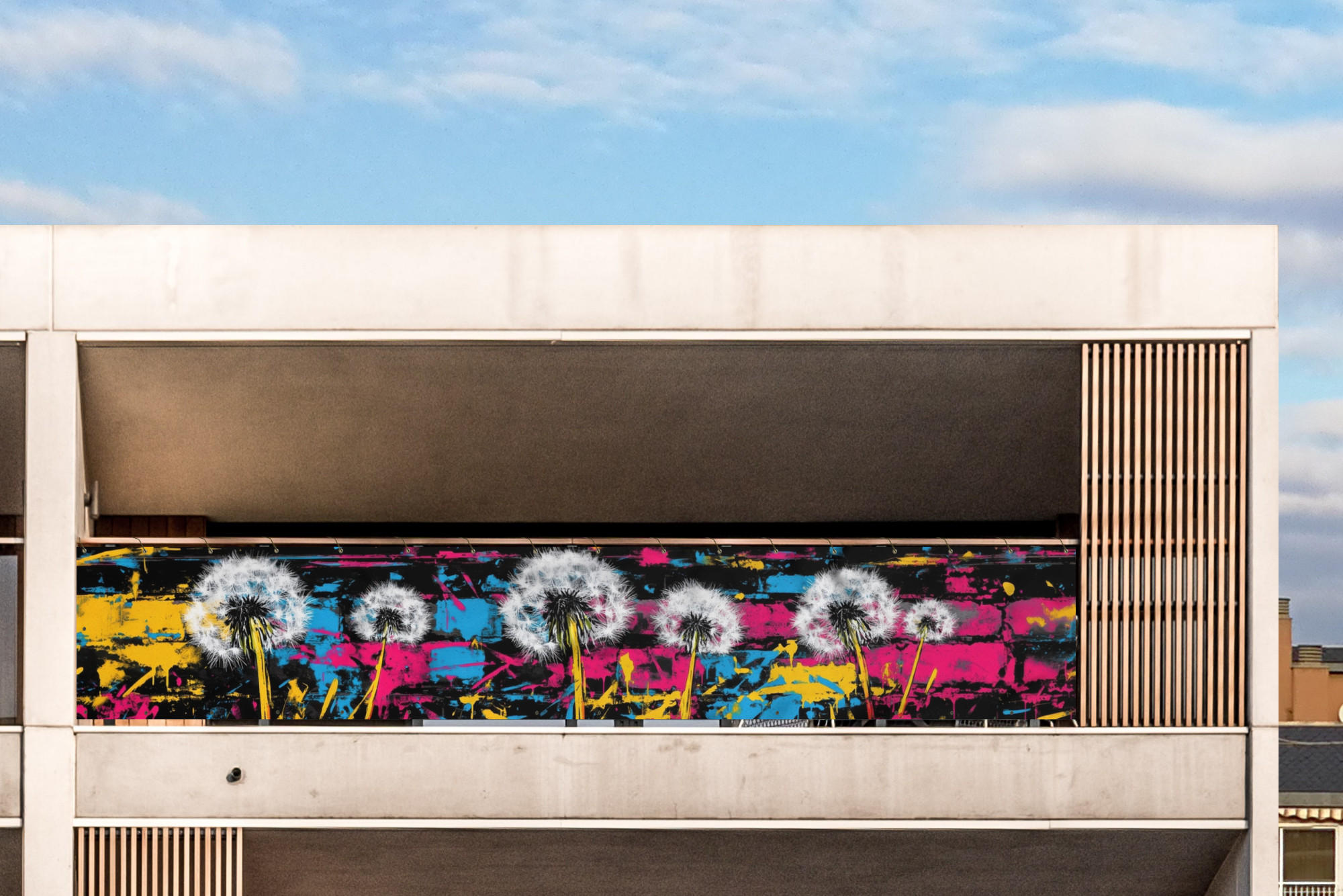 BALKON-SICHTSCHUTZ Straßenkunst - Bunt - Wand - Schwarz, Kunststoff (500/75cm) - MuchoWow