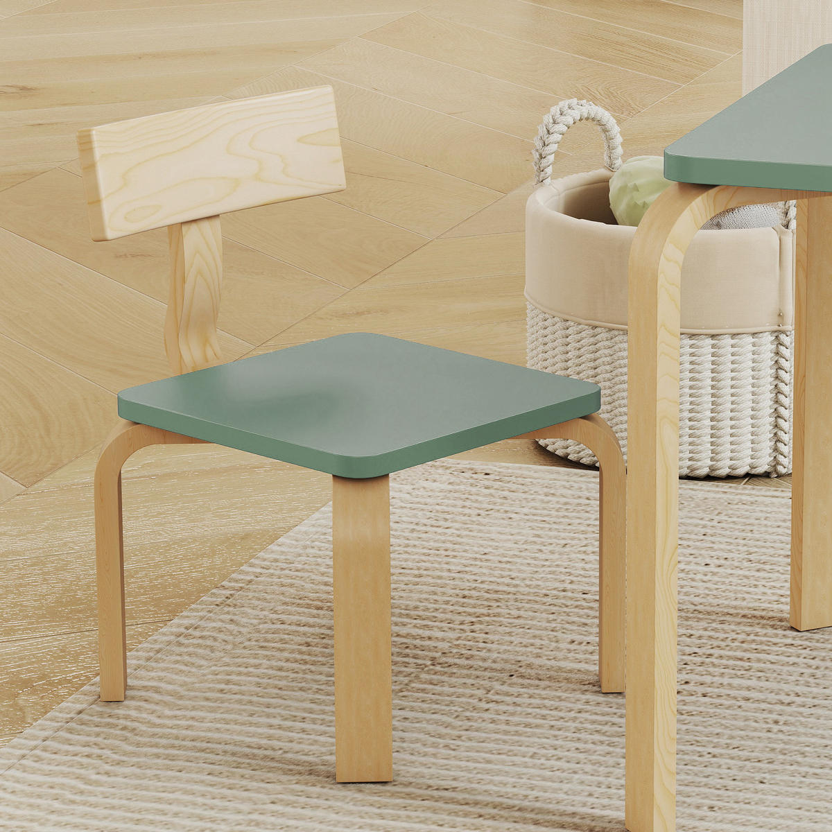 KINDERSITZGRUPPE DE-17548 2 Stühle zum Zeichnen & Lernen Grün - Grün, Holzwerkstoff (53/53/78cm) - ComfortXL