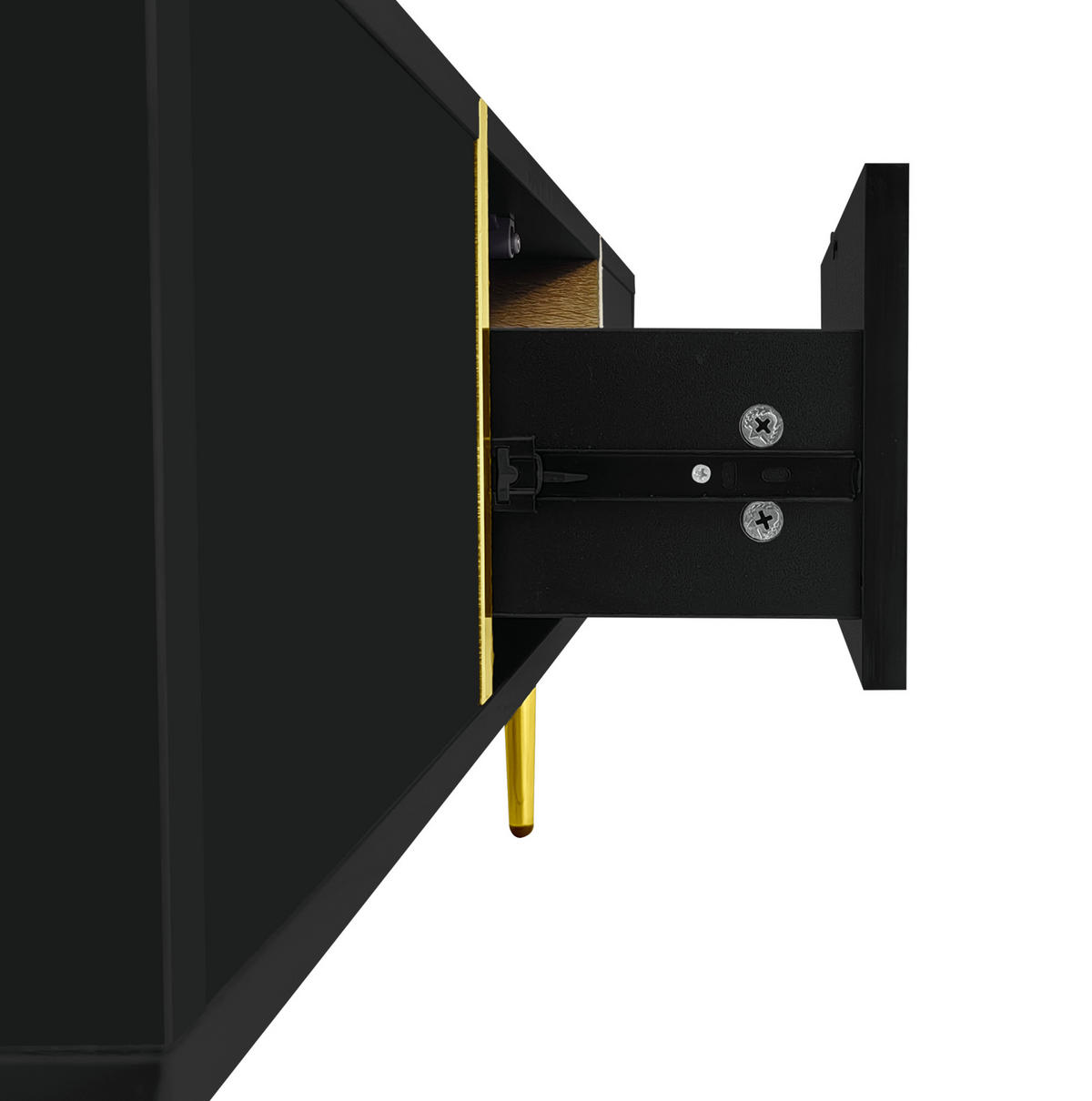 KONFERENČNÍ stolek, 100/60/41,5 cm, MDF černá ve vysokém lesku se 2 zásuvkami - černá, kompozitní dřevo (100/60/41.5cm) - BEAOK