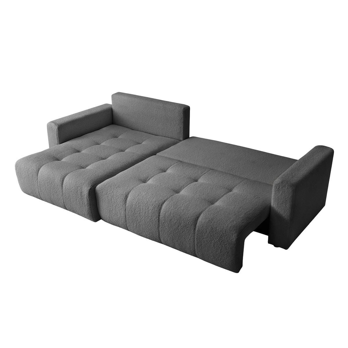 ECKSOFA WALONGO mit Schlaffunktion, Grau - Dunkelgrau, Textil (261/143cm) - Fedve