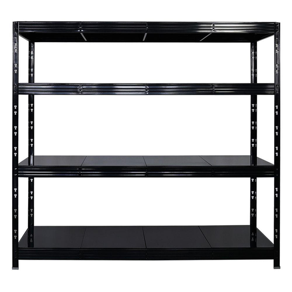 SCHWERLASTREGAL Rhino 2er-Set 180x200x60 cm 4 Stahlplatten-Ebenen Fachlast 500 kg Schwarz - Schwarz, Metall (200/180/60cm) - PROREGAL