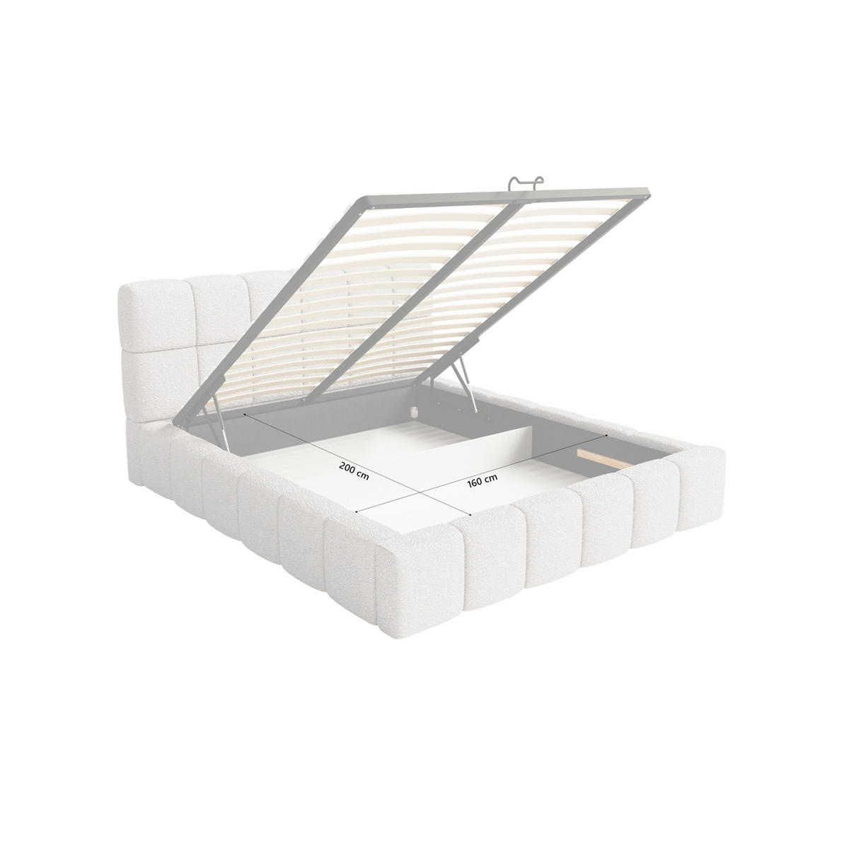 POLSTERBETT Lund 160x200 cm, Grau - Grau, Textil (160/200cm) - Fedve