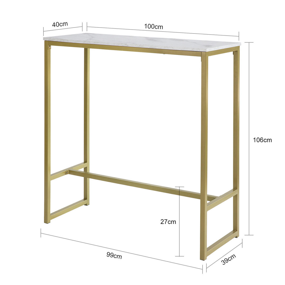 BARTISCH Goldfarben - Goldfarben, Holzwerkstoff (100/106/40cm) - SoBuy