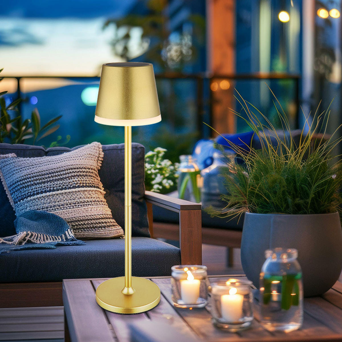 LED AUSSENLEUCHTE Solar Gold - Goldfarben, Metall (11/11/41cm) - Globo Lighting