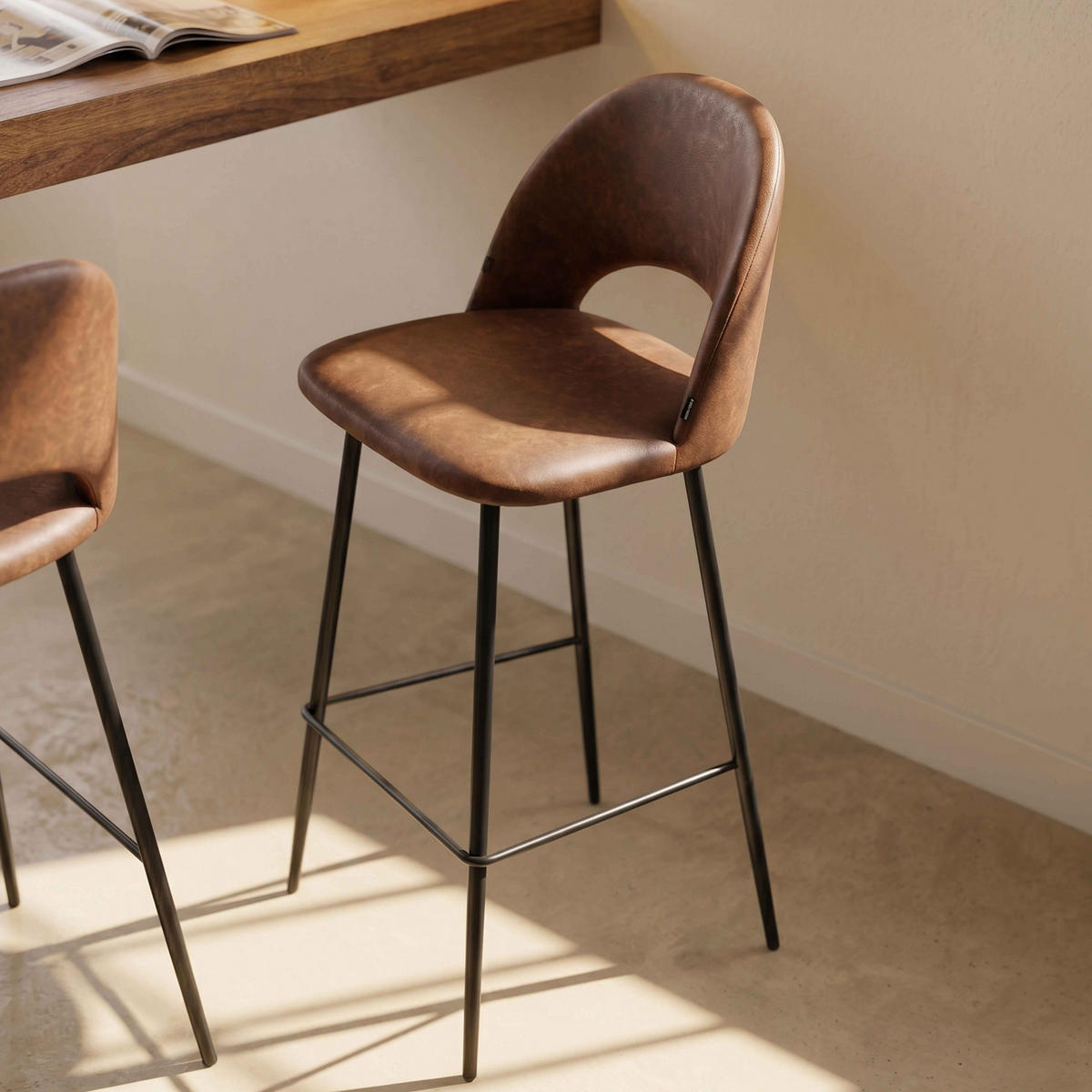 BARHOCKER 2-tlg., Braun - Braun, Metall (51/103/44cm) - Oviala