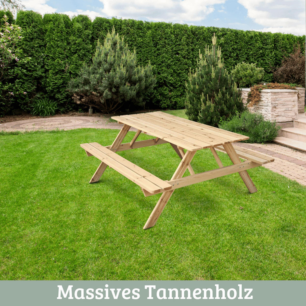 PICKNICKTISCH Outdoor KLEIS 170cm Gartenbank - Braun, Holz (160/140/75cm) - DELUKE