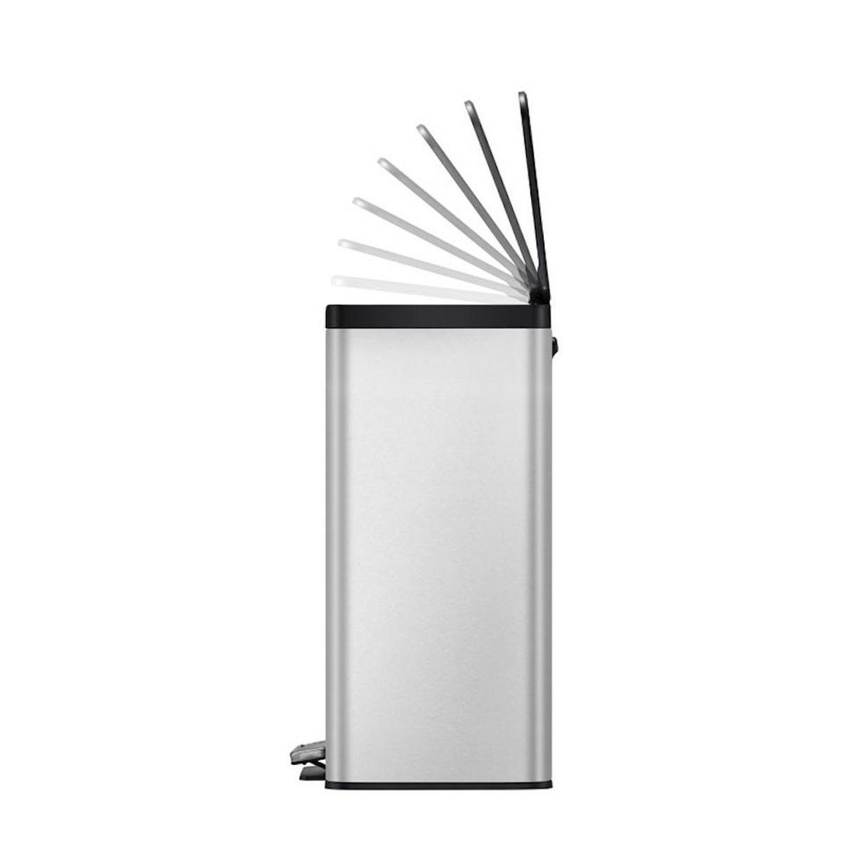 MÜLLEIMER Mit Soft Close & Stay Open Deckel 40 Liter Edelstahl Silber - Silberfarben, Metall (33.8/59.2/46.2cm) - PROREGAL