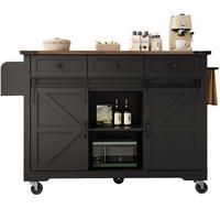 KÜCHENINSEL 140/45/94 cm schwarz mit klappbarer Arbeitsplatte - Schwarz, Holzwerkstoff (140/94/73cm) - OKWISH