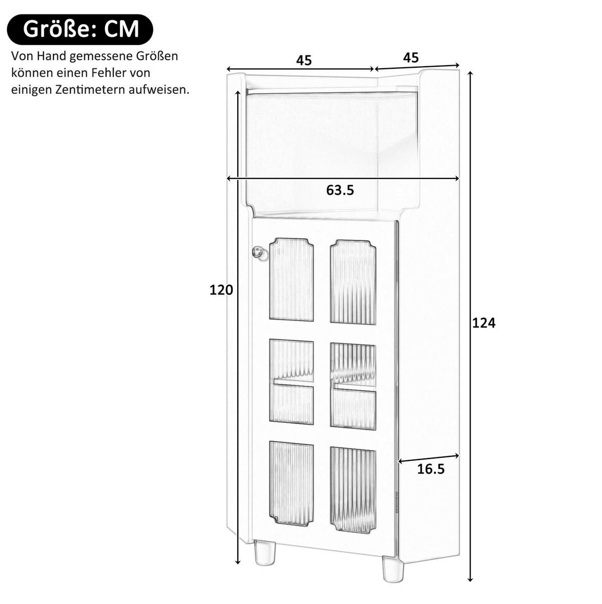 LED-ECKSCHRANK 63.5x16.5x124 cm Weiß aus Spritzglas mit App-LED & 2-in-1 Stauraum - Weiß, Holzwerkstoff (63.5/124/16.5cm) - Modfu