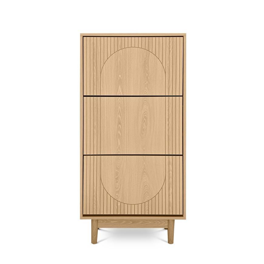 SCHUHSCHRANK Skandinavischer mit 3 Fächern in Eichenoptik - LILA - Eichefarben/Beige, Holzwerkstoff/Metall (60/125.5/23.5cm) - Sicaan