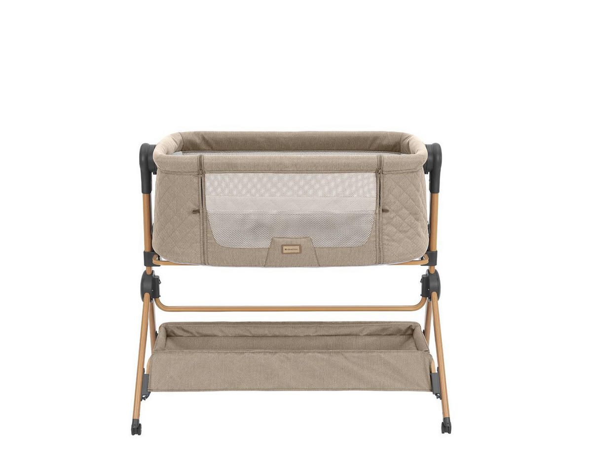 BEISTELLBETT Sleat Me 2 in 1 beige 102 x 60,5 cm, 5-Punkt-Gurt, 3-fach verstellbar, Anti-Reflux - Beige, Metall (60/100cm) - Kikka boo