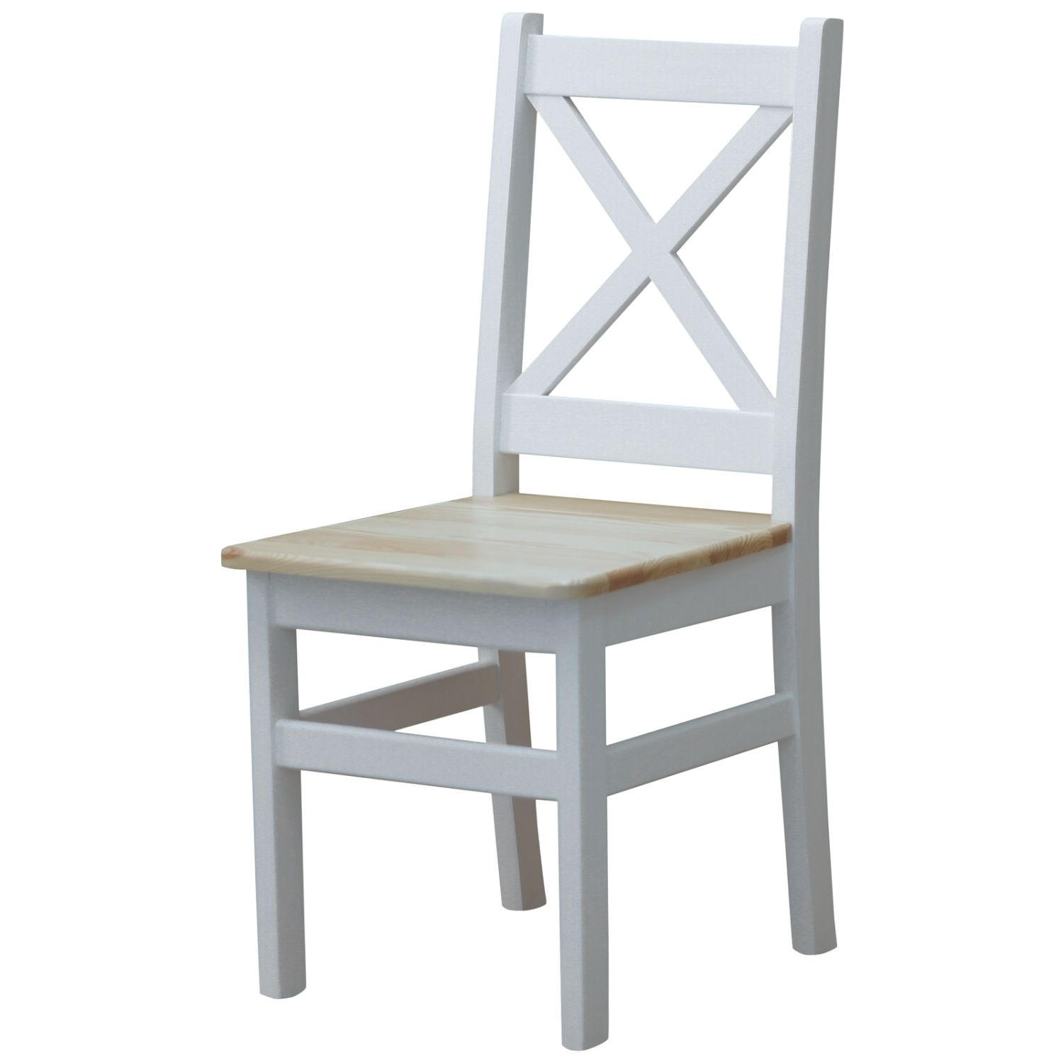 STUHL mit X-Rückenlehne, Weiss/Lackiert, 96 x 42 x 42 cm - Kieferfarben, Holz (42/96/42cm)