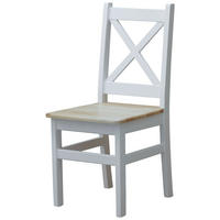 STUHL mit X-Rückenlehne, Weiss/Lackiert, 96 x 42 x 42 cm - Kieferfarben, Holz (42/96/42cm)