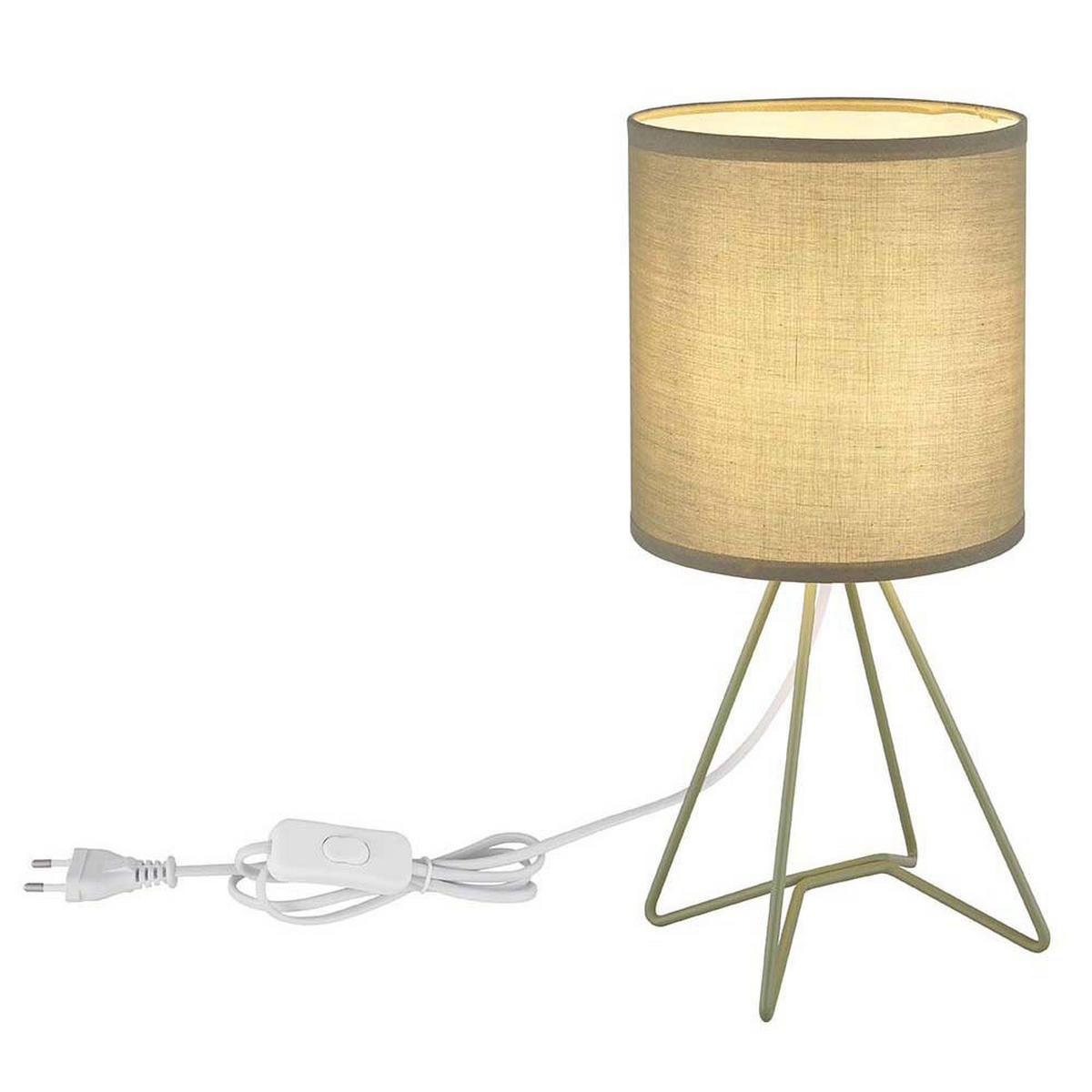 TISCHLEUCHTE Textil Blassgrün - Grün, Metall (16/16/34.5cm) - Globo Lighting