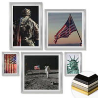 WANDBILDER 5er Set - 50x50 cm & 20x30 cm & 40x60 cm Silberner Rahmen - Ruhige Landschaften am Strand der Sonne - Silberfarben, Kunststoff (40/60cm) - ArtPrintCave