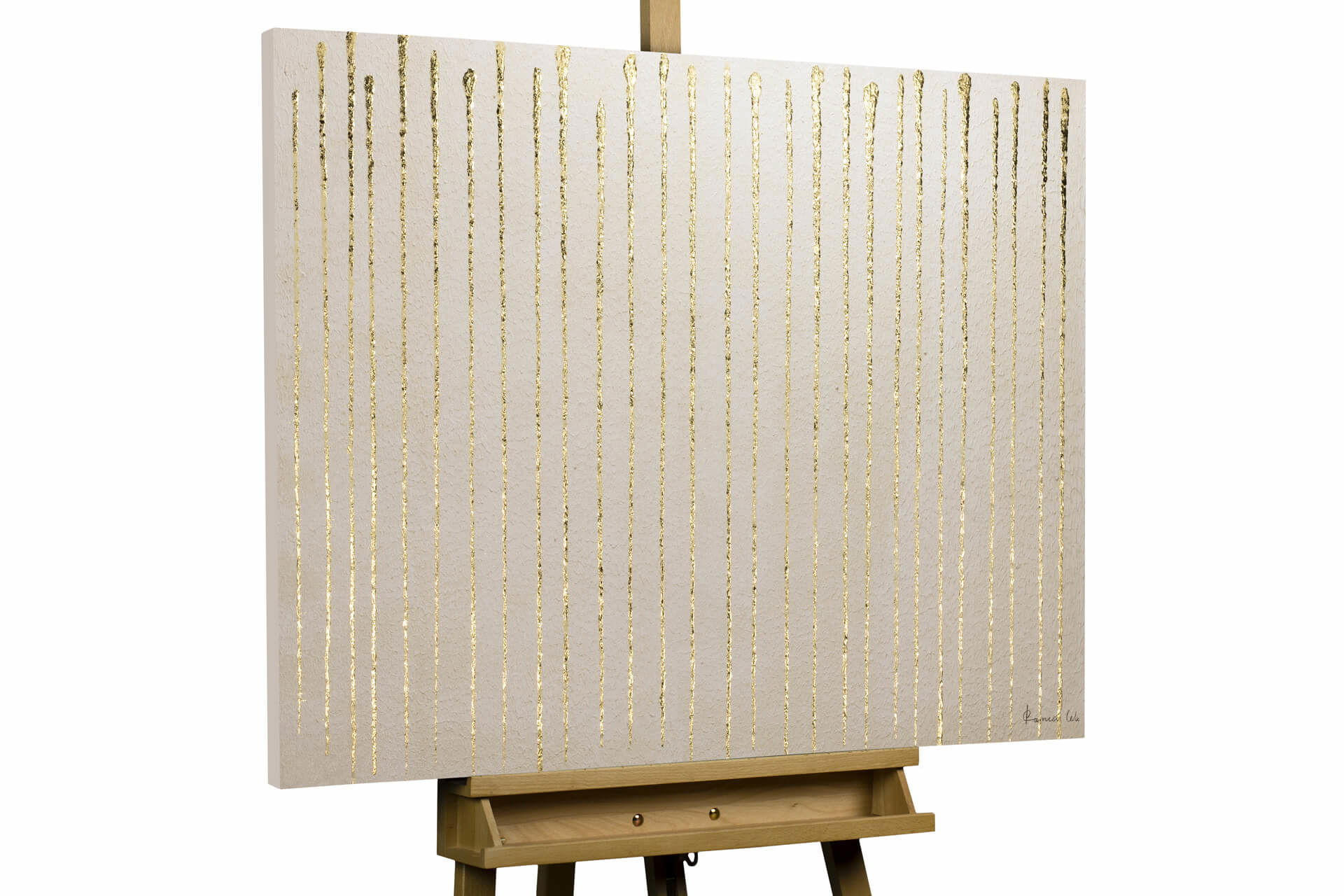 ACRYLBILD HANDGEMALT 100/75 cm - Goldfarben/Schwarz, Holz/Textil (1.8/75cm) - KUNSTLOFT