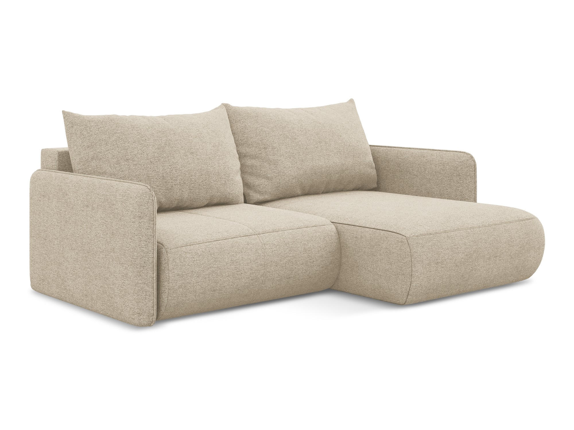 ECKSOFA mit Schlaffunktion Chenille Stoff Beige - Beige/Schwarz, Kunststoff/Textil (207/148cm) - Makamii