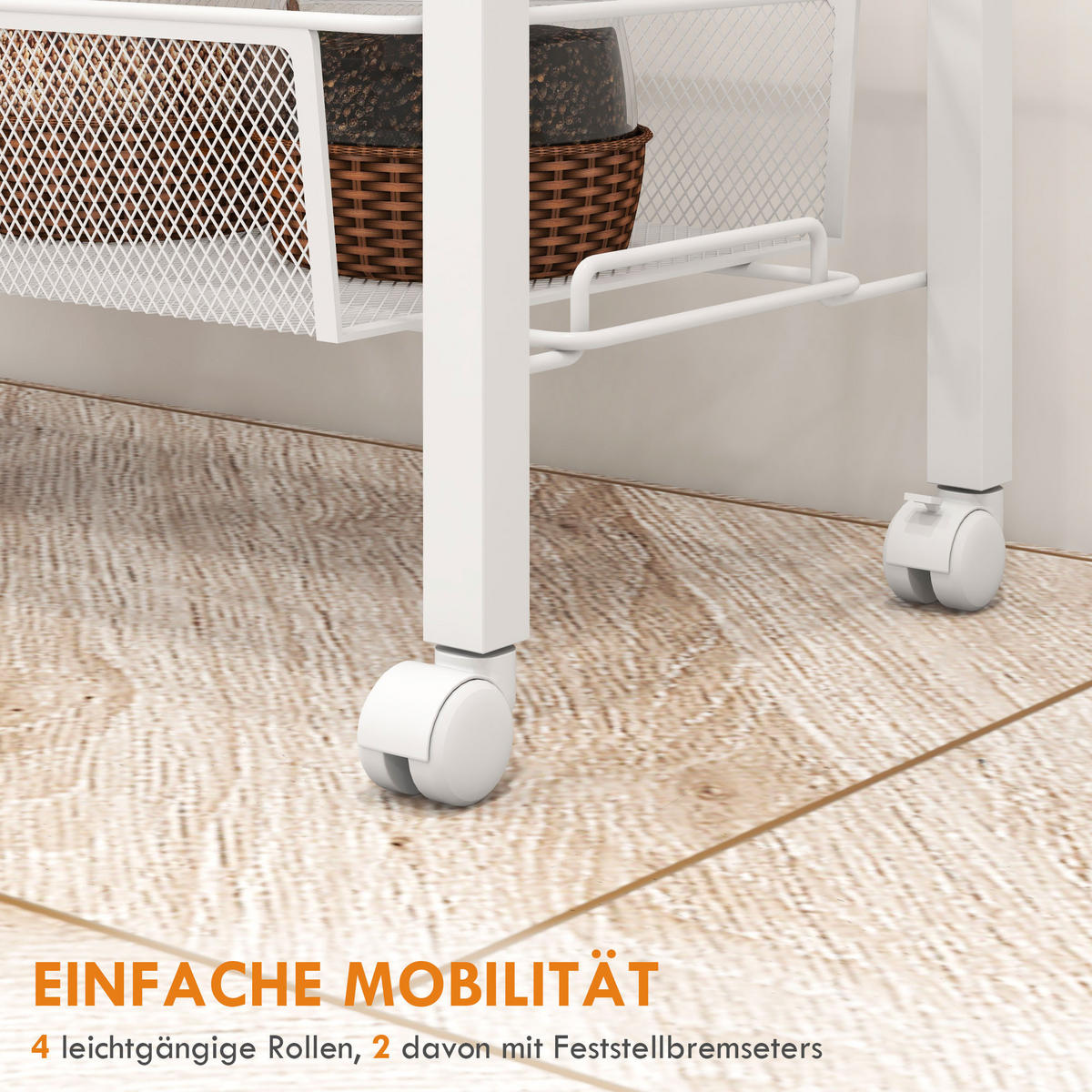 KÜCHENWAGEN, Spanplatte, Stahl, Weiß - Weiß, Kunststoff (18.5/87/58cm) - HOMCOM