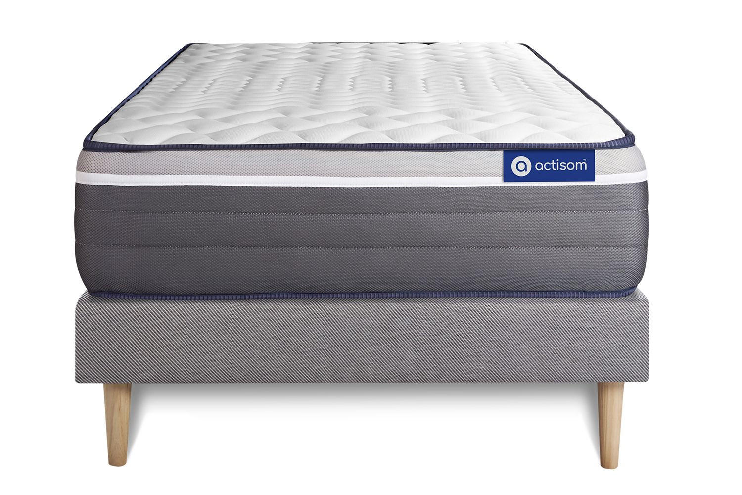 BETT Actimemo plus Memory-Schaum 90 x 200 cm h4 - Kit Bettgestell Grau - Beige/Grau, Holz (90/200cm) - ACTISOM