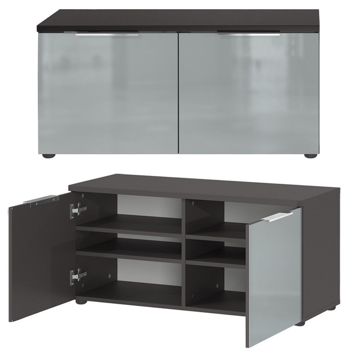 GARDEROBEN-SET 4-TLG. Geneva-01 - Grau, Holzwerkstoff (200/200/40cm) - Lomado