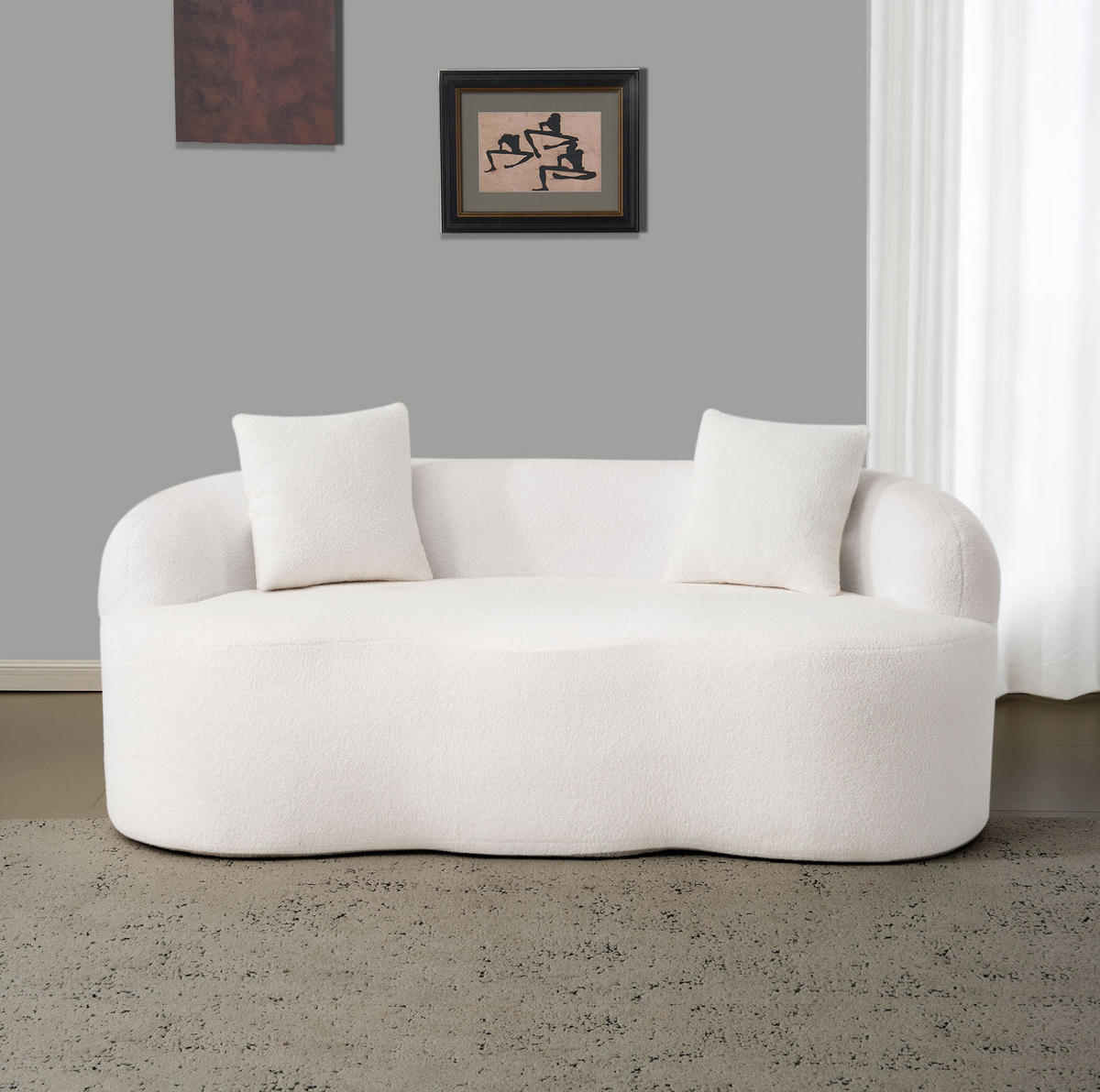 SOFA 2-Sitzer geschwungen White mit 2 Kissen - Weiß, Kunststoff (170/70/89cm) - Meubliv