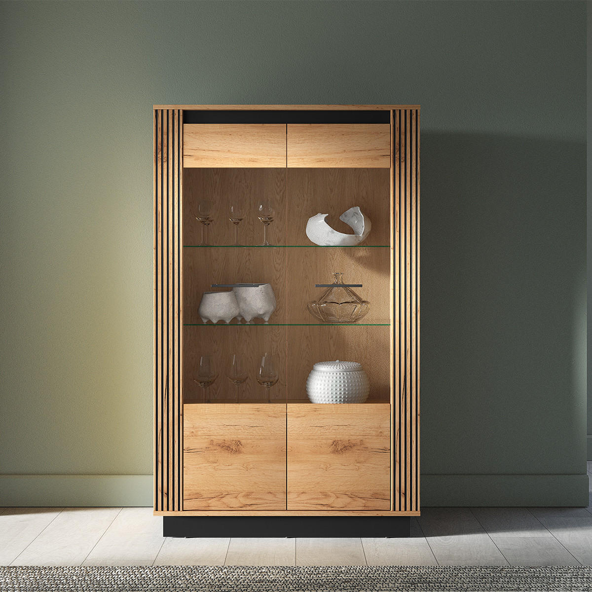 VITRÍNA Solal Dřevo - hnědá, kompozitní dřevo (92/141/40cm) - Petits-meubles