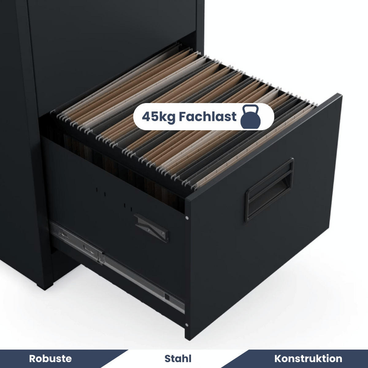 HÄNGEREGISTERSCHRANK abschließbar TION 4 Schubladen 132x46x62cm Anthrazit - Anthrazit, Metall (46/132/62cm) - DELUKE