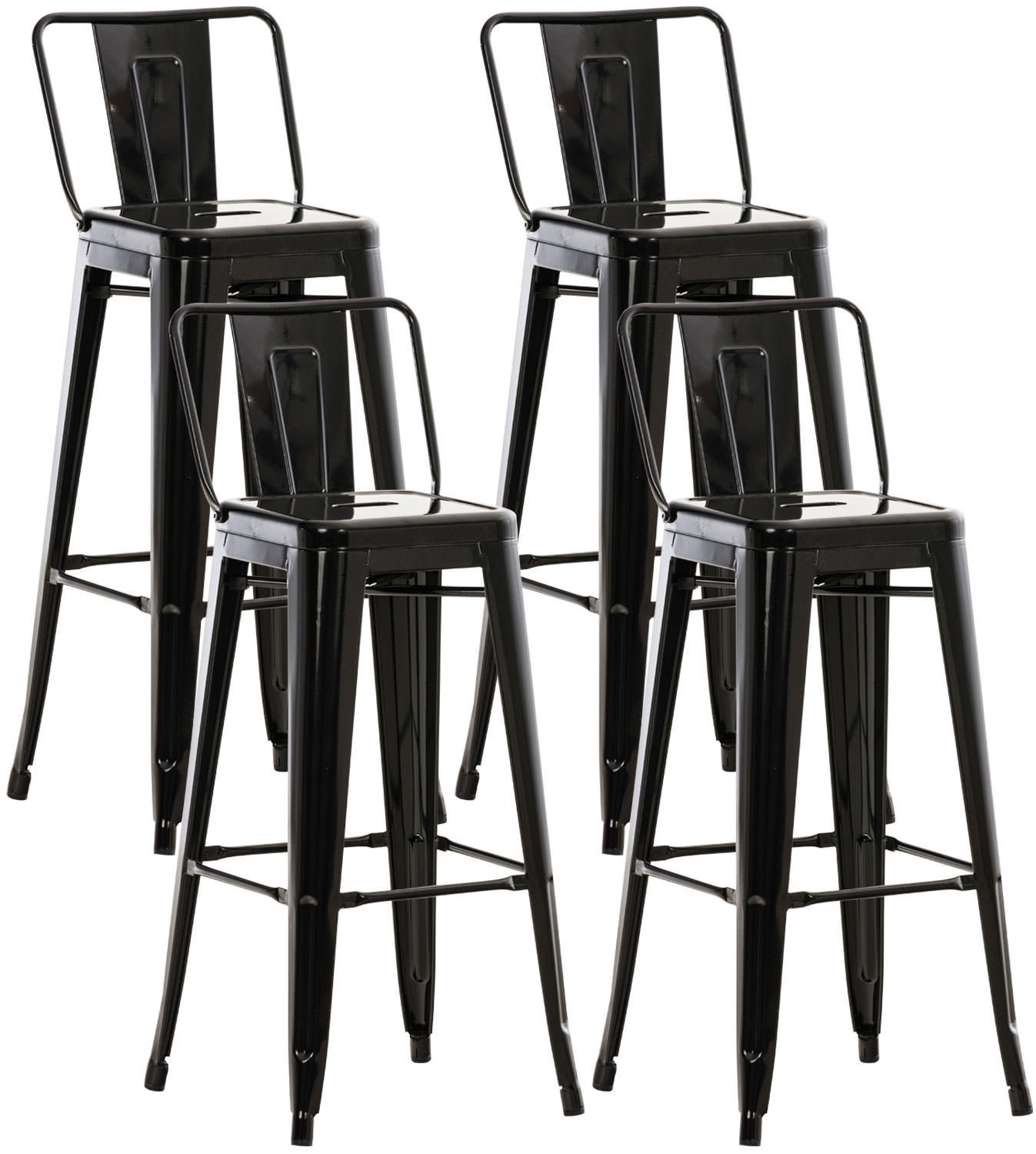BARHOCKER 4er Set Metall schwarz - Schwarz, Metall (44/96/43cm) - CLP