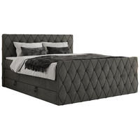 BOXSPRINGBETT MIREN KING DUO 200/200 Dunkelgrau Velvet - H4 - Hellgrau, Holz/Textil (200/200cm) - MKS
