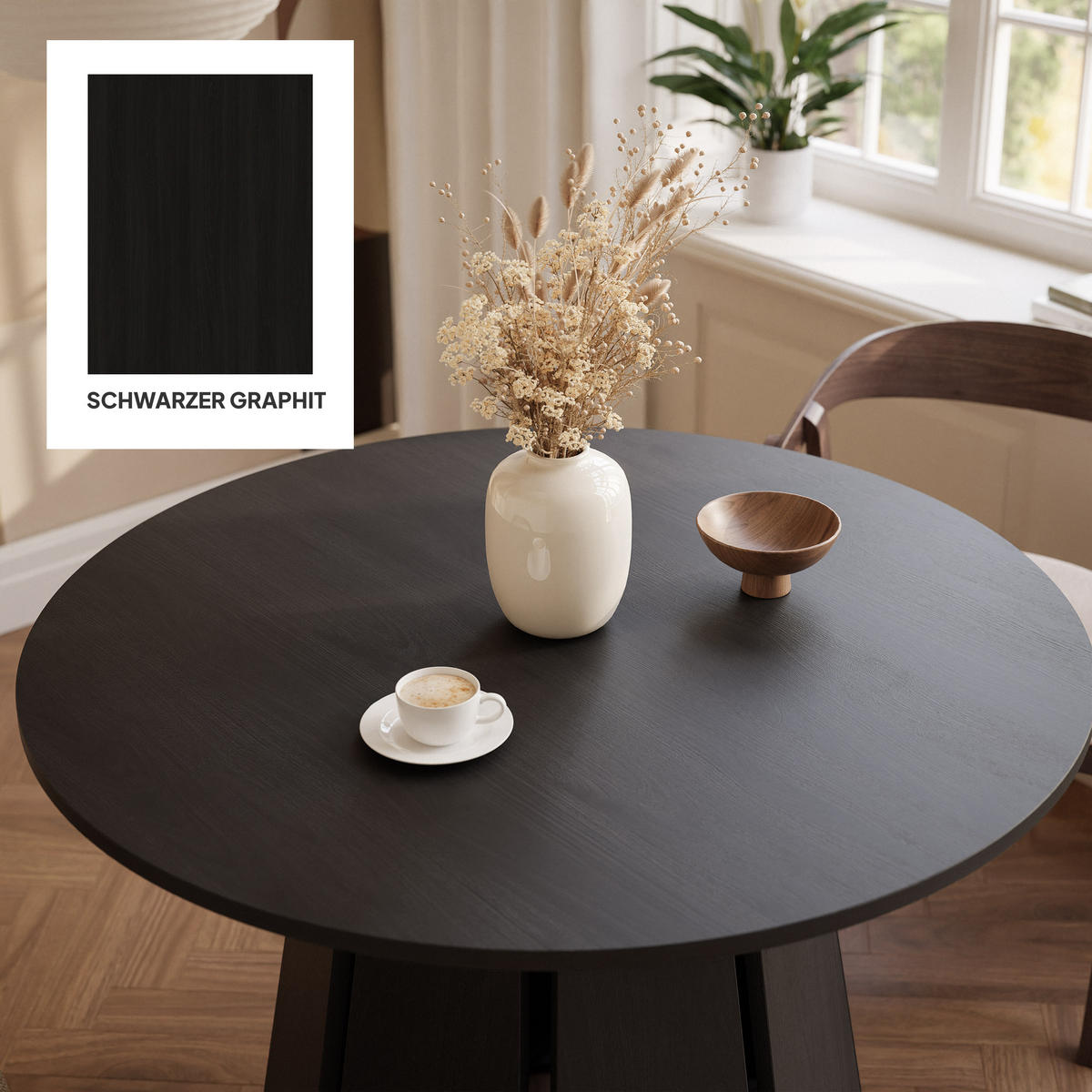 ESSTISCH VERDA 100/76 cm Graphitschwarz - Graphitfarben, Holzwerkstoff (100/100/76cm) - Idohome